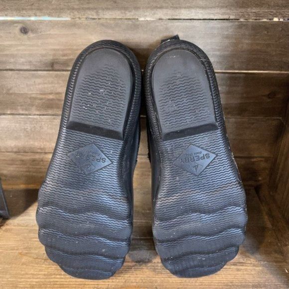 Womens Sperry Black Wool Leather‎ Ankle Duck Winter Snow Boots Size 10 M GUC - Picture 5 of 6